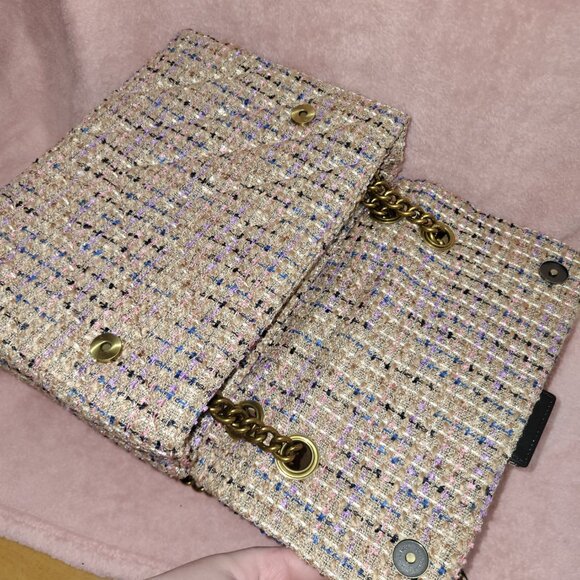 Pink Kurt Geiger Tweed Speckled Large Kensington Bag - Picture 10 of 14